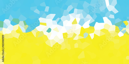 Abstract mosaic in ukrainian national colors representing patriotism and solidarity with a stained glass effect design