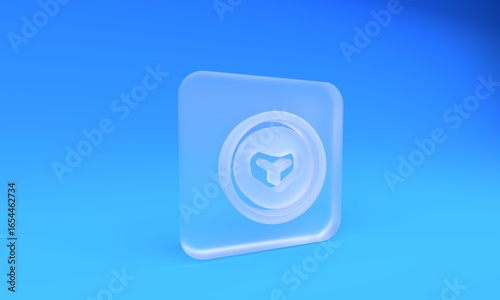Free Download Frosted glass Steak meat on a plate icon isolated on blue background. Cutlery symbol. Restaurant sign. Square frosted glass button. 3D render illustration - GFXLoad