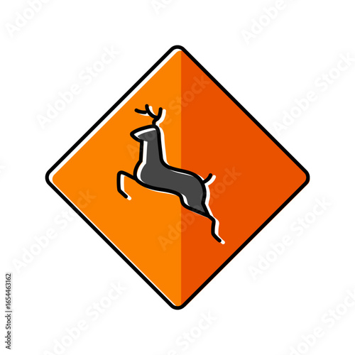 wildlife crossing car driving obstacles color icon vector illustration