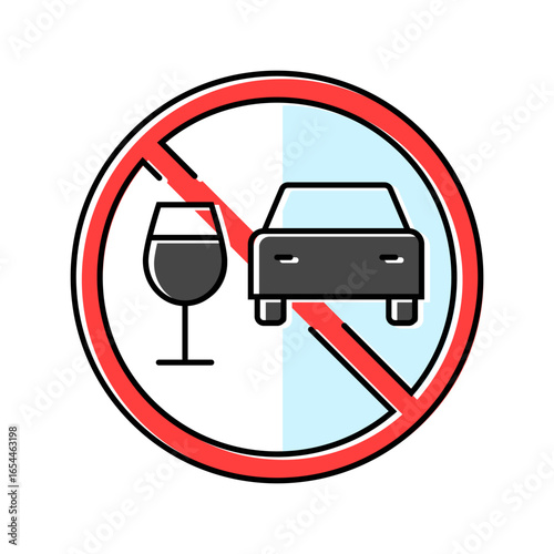 drunk driving car driving obstacles color icon vector illustration
