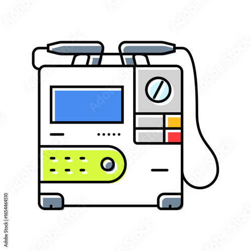 defibrillator cardiology accessories color icon vector illustration