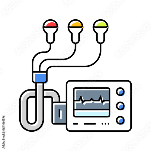 holter monitor cardiology accessories color icon vector illustration