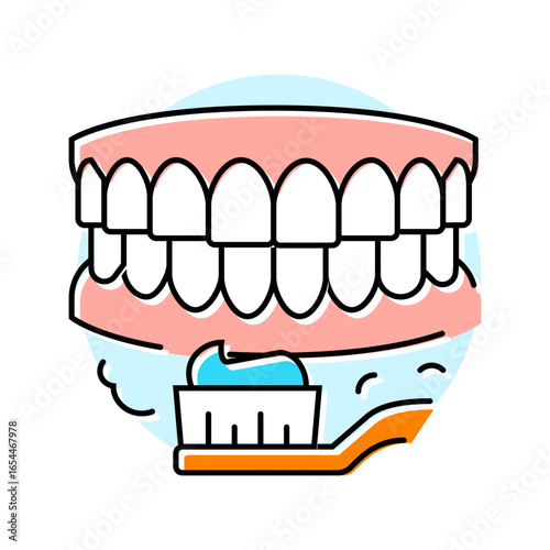 brushing teeth oral care color icon vector illustration
