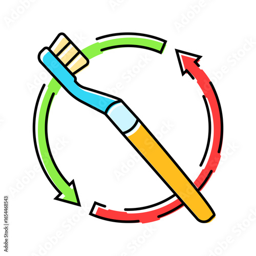 replacing toothbrush regularly color icon vector illustration