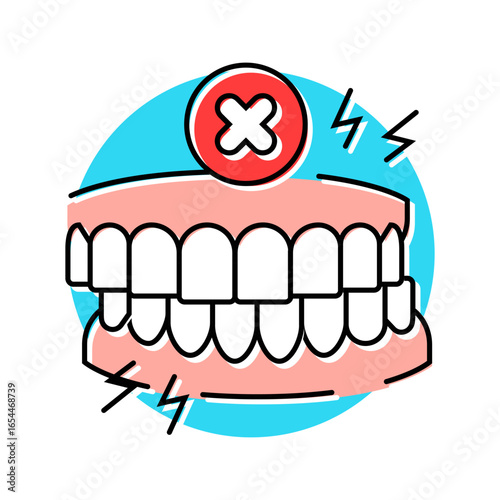 avoiding grinding teeth oral care color icon vector illustration