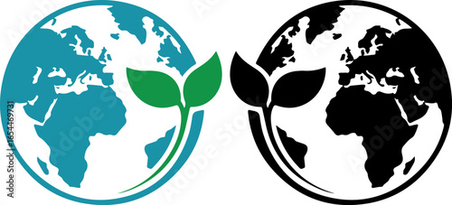 Global Ecology Concept With Leaf Elements, Earth Protection Illustration