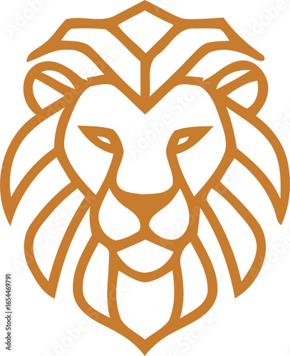 Stylized Lion Head Logo with Brown Lines on Black Background