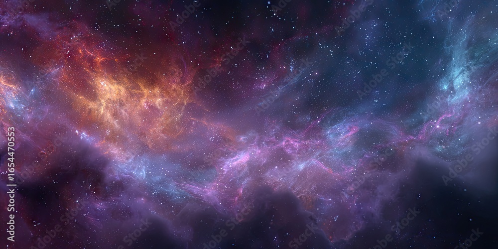 Fototapeta premium Vast expanse of nebulae with swirling colors and stars
