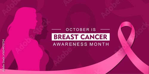 October breast cancer awareness month background with pink ribbon symbol, vector design. Healthcare and medicine concept. Great for banners, posters, cards and social media.