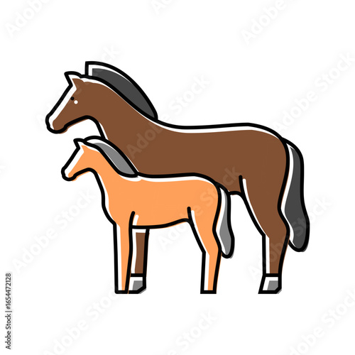 foal horse breeding color icon vector illustration