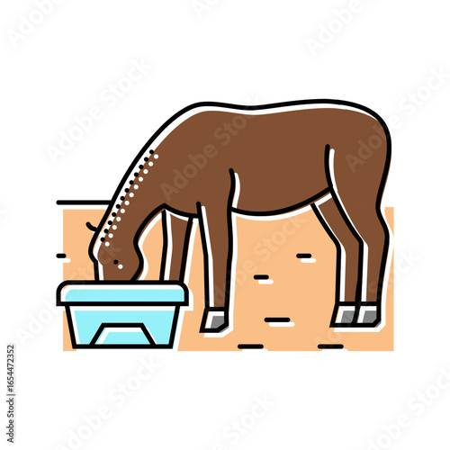 water trough horse breeding color icon vector illustration