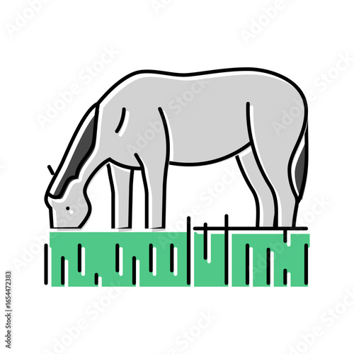 pasture horse breeding color icon vector illustration