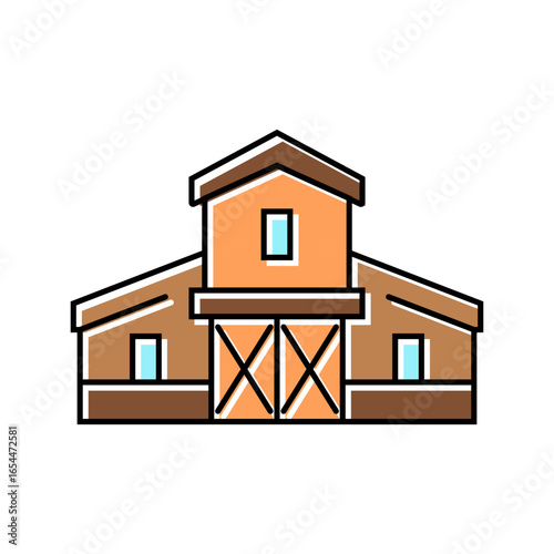 barn horse breeding color icon vector illustration
