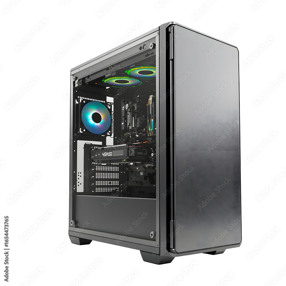 Fototapeta premium High-Performance Desktop Computer Modern Design with RGB Lighting and Powerful Components