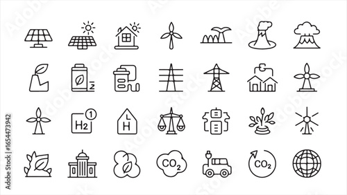 Renewable Energy and Environmental Icons Set solar panel