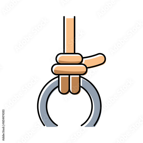 anchor hitch fisherman knot color icon vector illustration