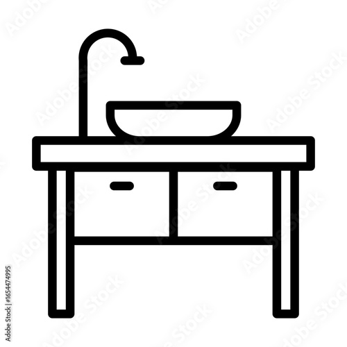 Sink Icon Vector Illustration Line Version