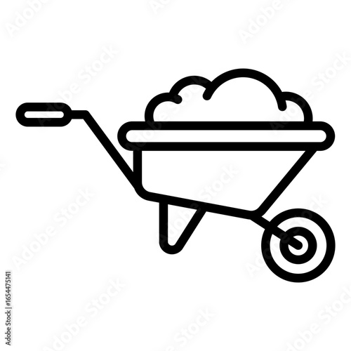 Wheelbarrow Icon Vector Illustration Line Version