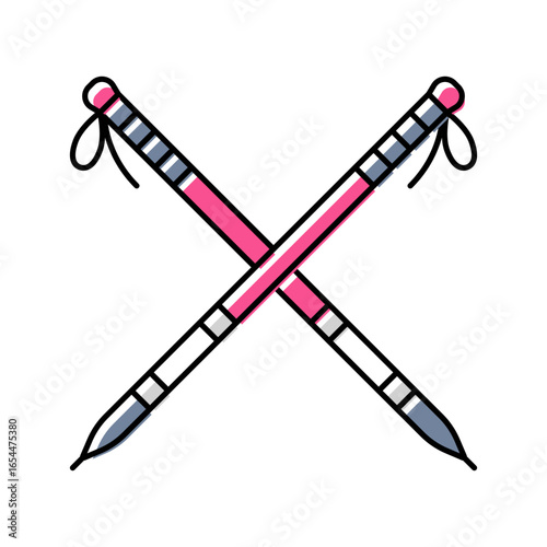 poles nordic walking color icon vector illustration
