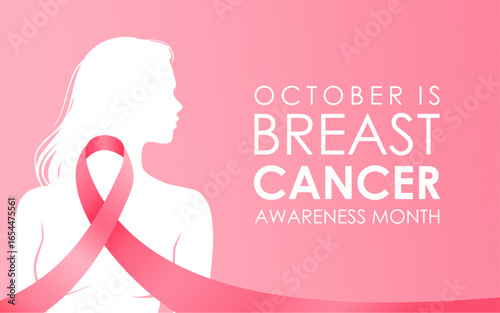 October breast cancer awareness month background with pink ribbon symbol, vector design. Healthcare and medicine concept. Great for banners, posters, cards and social media.