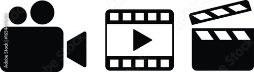 video shooting icon set. facetime icons. digital media context symbol. arts culture and entertainment
