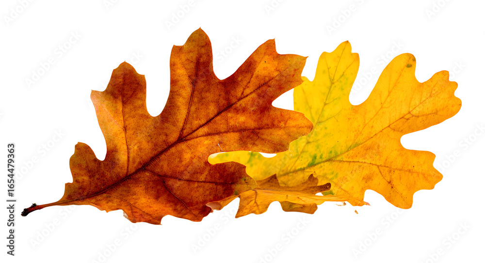 Fototapeta premium Fallen Oak and maple leaves isolated on white background