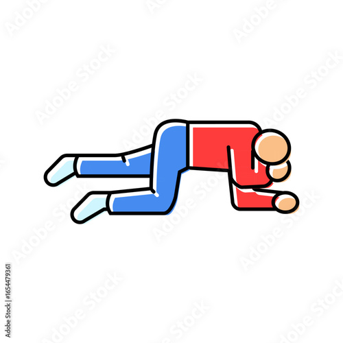 placing unconscious victim recovery position color icon vector illustration
