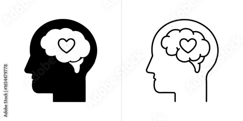 Mental Health line and solid web icon set. Vector illustration