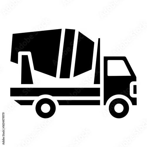 Mixer Truck Icon Vector Illustration Glyph Version