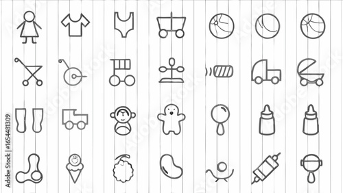 Delightful baby icons collection for your designs perfect for nursery decorations and baby shower invitations