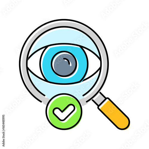 health check optometry vision eye color icon vector illustration
