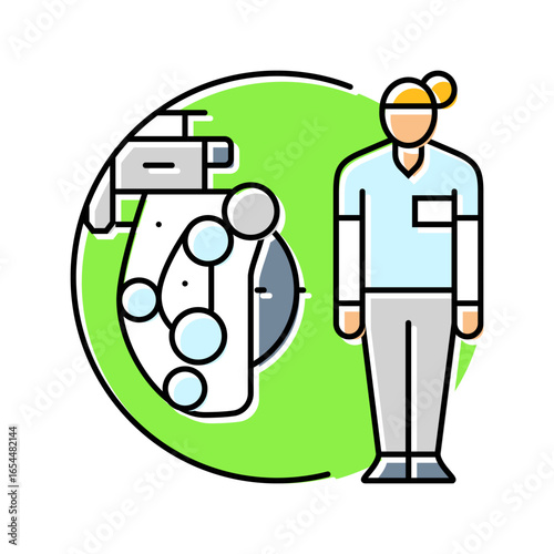 optometrist optometry vision eye color icon vector illustration