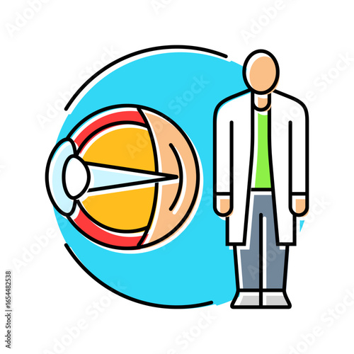 doctor optometry vision eye color icon vector illustration