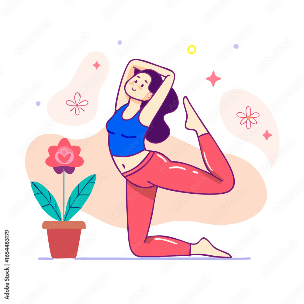 Feminine Concept Cute Girl Doing Yoga Poses