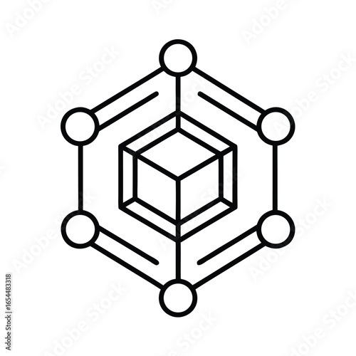 Public Blockchain Icon Line Art Illustration