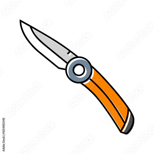knife foldable rock climbing color icon vector illustration
