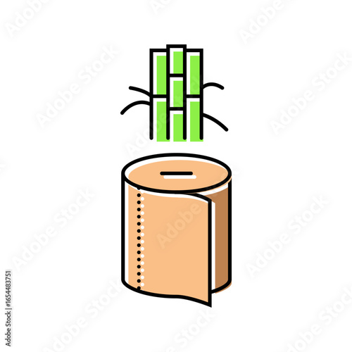friendly bamboo toilet paper color icon vector illustration