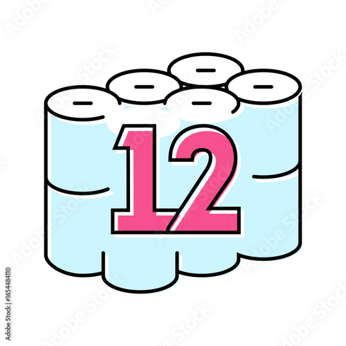 twelve pack toilet paper color icon vector illustration