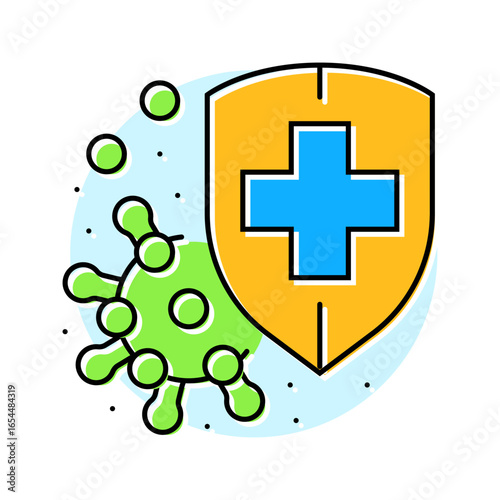 immunity shield immunization color icon vector illustration