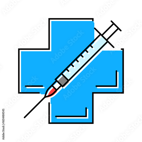 medical cros immunizations syringe color icon vector illustration