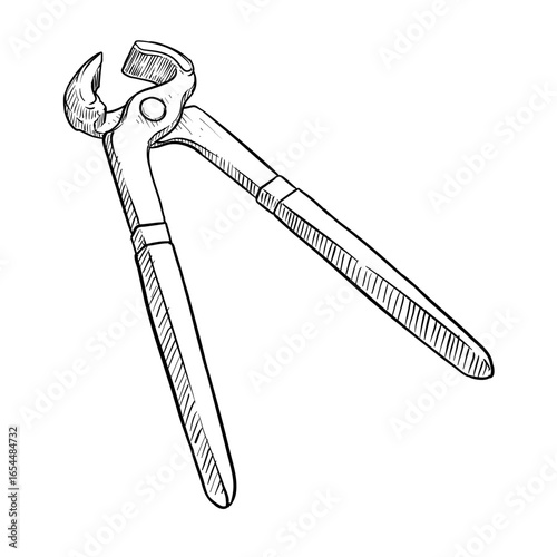 end cutting nippers vector line art hand drawn illustration