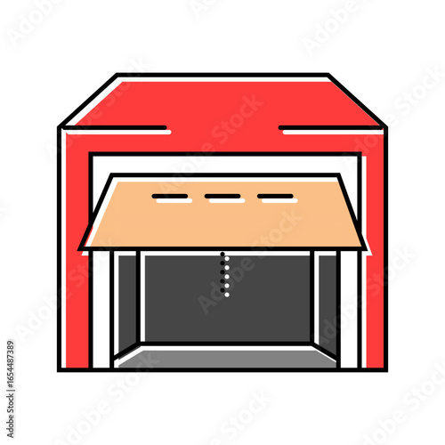 garage exterior open door color icon vector illustration