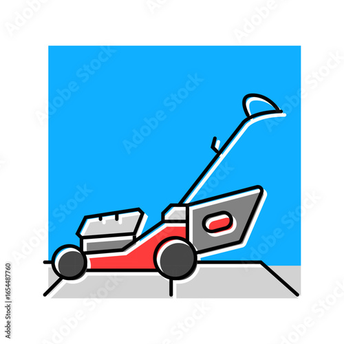 lawnmower stored garage color icon vector illustration