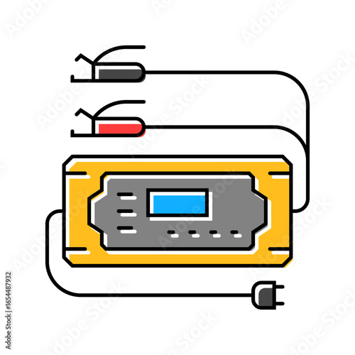 car battery charger color icon vector illustration