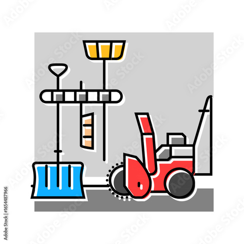 snow shovel winter gear color icon vector illustration