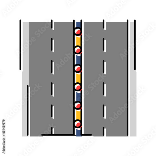 lane dividers highway road color icon vector illustration