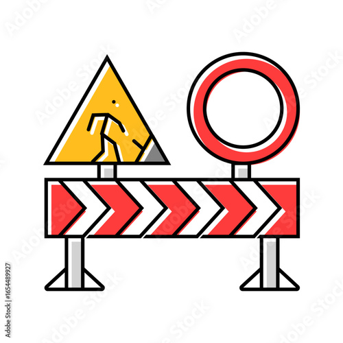 roadworks highway road color icon vector illustration