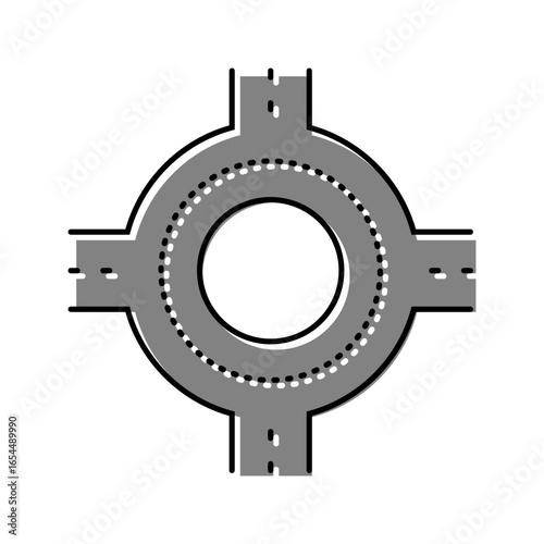 junction highway road color icon vector illustration