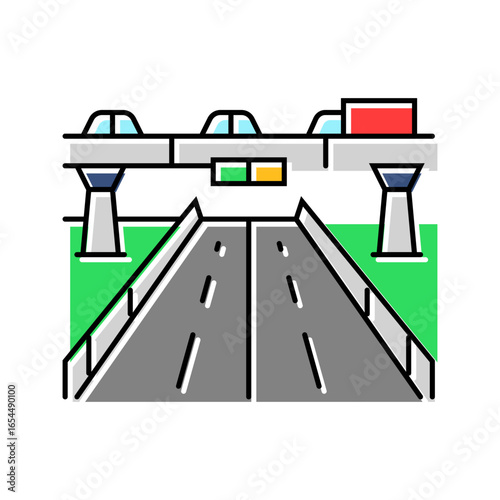 bridge highway road color icon vector illustration
