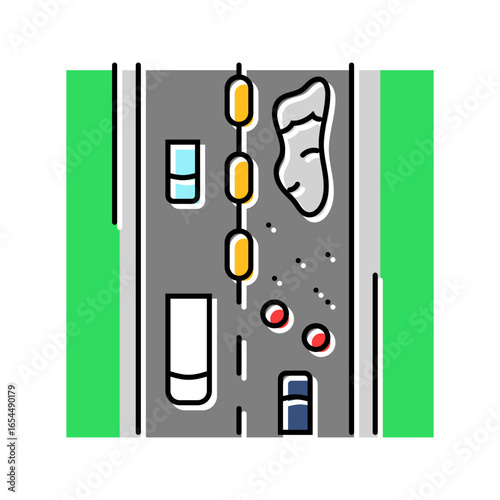 construction zone highway road color icon vector illustration